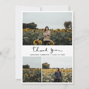 Graduate Photo Thank You Handwritten Script  Card