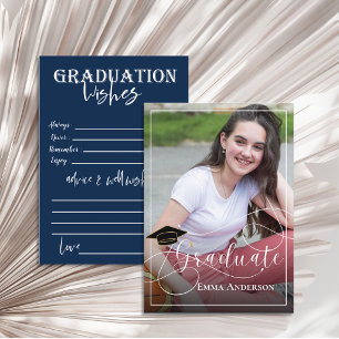 Graduate Photo White and Blue 2025 Graduation Advice Card