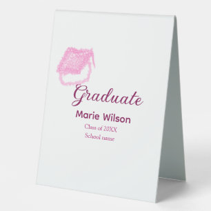graduate pink glitter graduation cap add name clas
