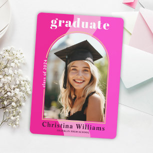 Graduate Pink Modern Photo Graduation Party Invitation
