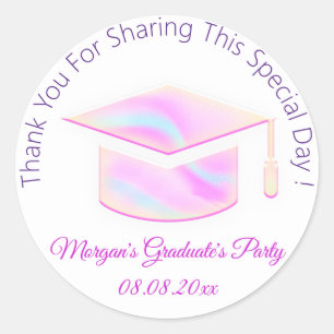Graduate Pink Purple Student Cup Favour Thank C Classic Round Sticker
