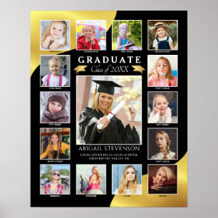 Graduate Preschool to Senior Photos Black Gold Poster