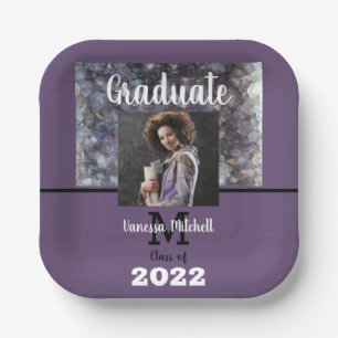 Graduate Purple Amethyst Graduation Paper Plate