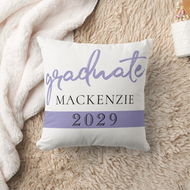 Graduate Purple Script | Chic Lavender Keepsake Cushion (Blanket)