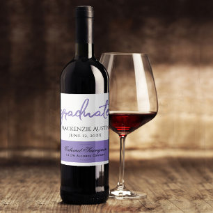 Graduate Purple Script   Chic Lavender Keepsake Wine Label