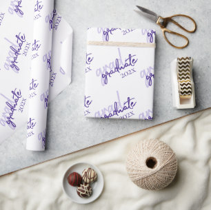 Graduate Purple Script   Royal Grape Brush Year Wrapping Paper