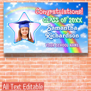 Graduate Rainbow in Blue Sky Star Photo Graduation Banner