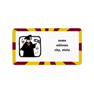 Graduate Receiving Diploma (2) Red & Gold Label