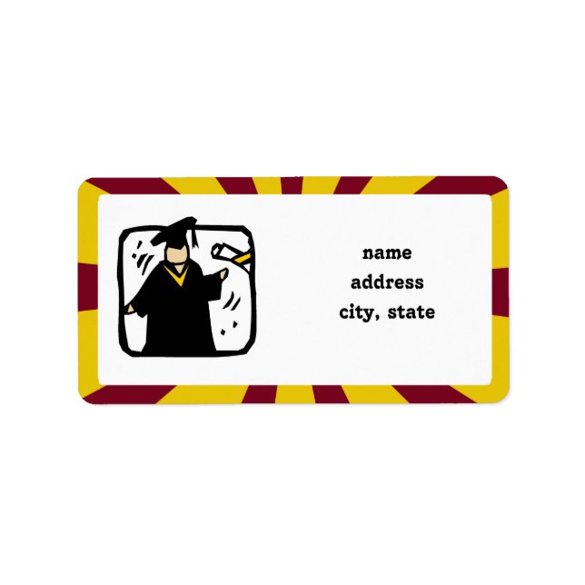 Graduate Receiving Diploma (2) Red & Gold Label (Front)