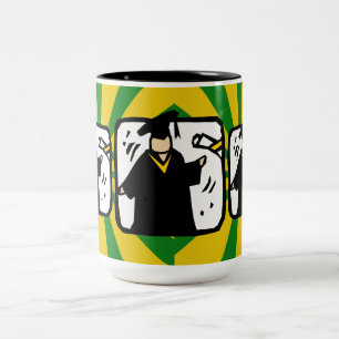 Graduate Receiving Diploma - Green & Gold Two-Tone Coffee Mug
