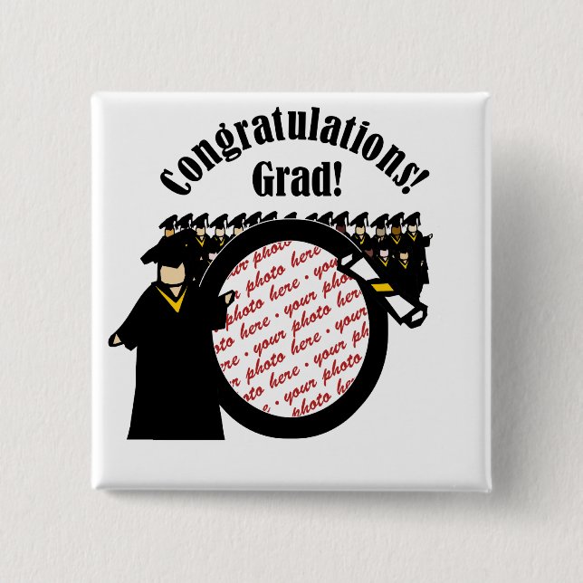 Graduate Receiving Diploma Photo Frame 15 Cm Square Badge (Front)