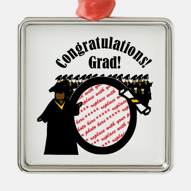 Graduate Receiving Diploma Photo Frame Metal Tree Decoration (Front)