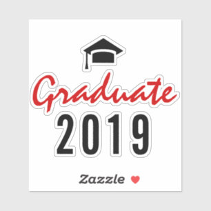 Graduate red, black graduation 2019 handwritten