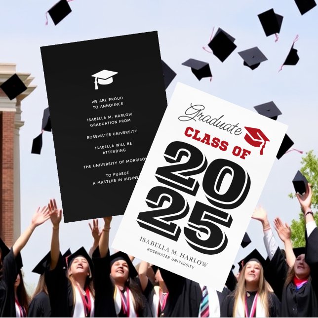 Graduate Red Black University College Graduation Announcement (Creator Uploaded)