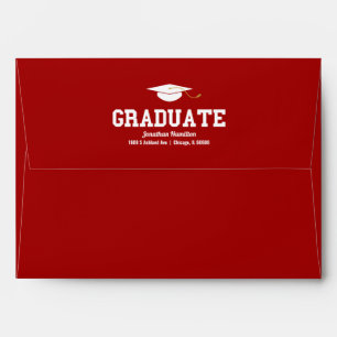 Graduate Red Gold Typography Graduation Confetti Envelope