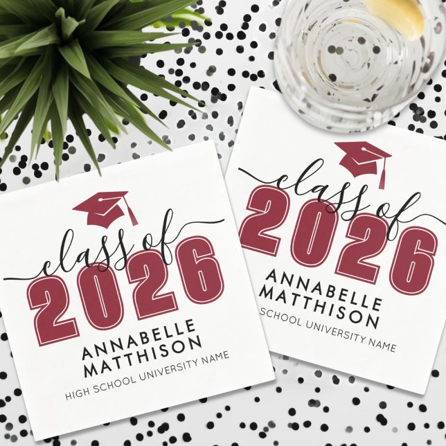 Graduate Red Graduation Napkin (Graduate Red Graduation Napkins)