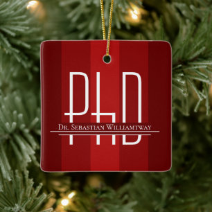 Graduate Red PhD Graduation Ceramic Ornament