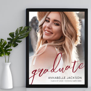 Graduate Red Photo Graduation Party Sign