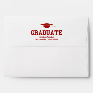 Graduate Red Typography Graduation Confetti Envelope
