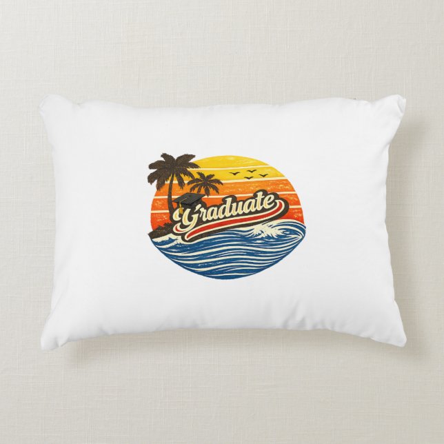 Graduate Retro Sunset Design Decorative Cushion (Front)