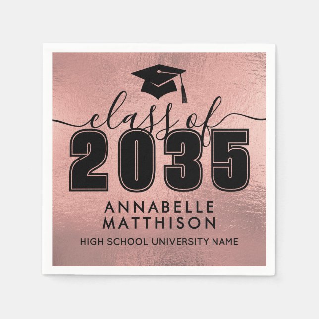 Graduate Rose Gold Graduation Napkin (Front)