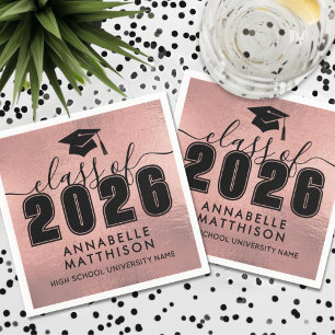 Graduate Rose Gold Graduation Napkin