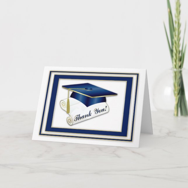 Graduate Royal Blue Thank You Card (Front)