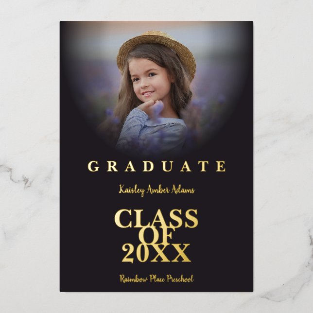 Graduate School Graduation Modern Photo Golden (Front)