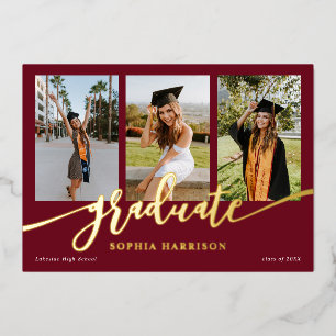 Graduate Script 3 Photos Burgundy Graduation