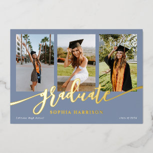Graduate Script 3 Photos Dusty Blue Graduation