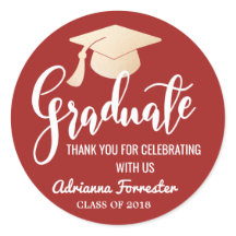 Graduate Script | Grad Hat | Thank You Dark Red
