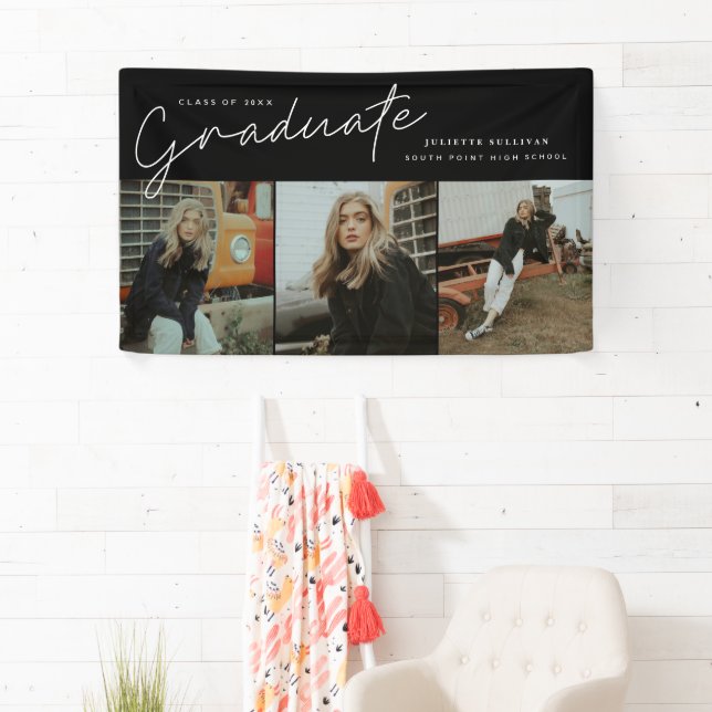Graduate script graduation party 3 photo banner (Insitu)