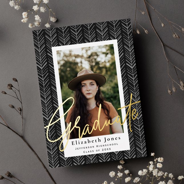 Graduate Script Graduation Photo Foil Invitation (Creator Uploaded)