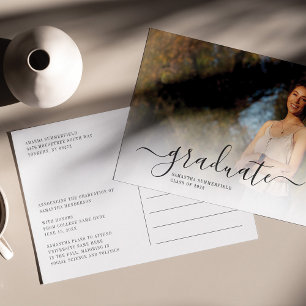 Graduate Script Overlay Two Photo Class of 2024 Announcement Postcard