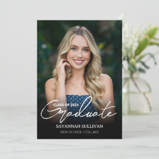 Graduate Script Photo Graduation Invitation