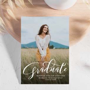 Graduate script simple one photo graduation invitation