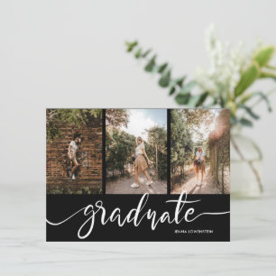 Graduate Script Three Photos Graduation Party Invitation
