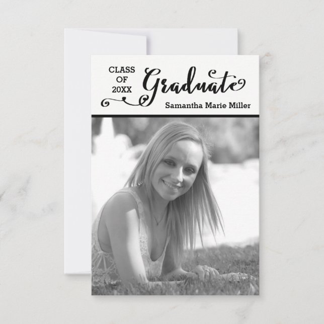 Graduate Script Vertical - 3x5 Graduation Invitation (Front)