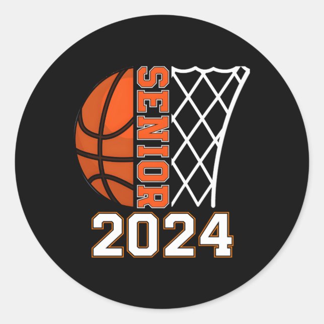 Graduate Senior Class 2024 Graduation Basketball P Classic Round Sticker (Front)