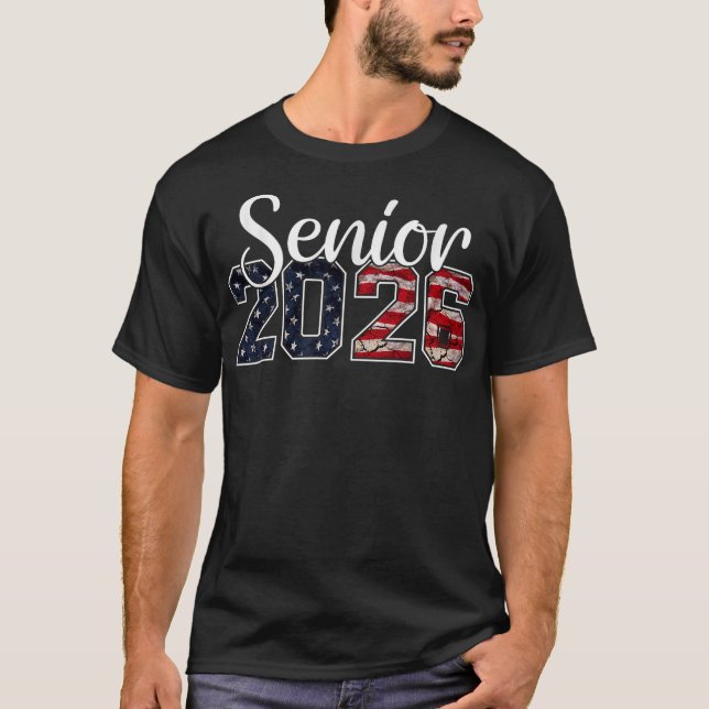 Graduate Senior Class of 2026 Graduation American  T-Shirt (Front)