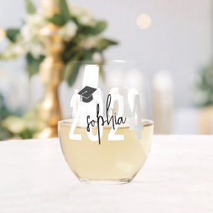 Graduate Signature Script Stemless Wine Glass