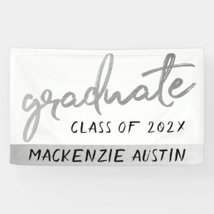 Graduate Silver Script   Trendy Faux Metallic Banner