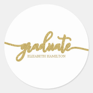 Graduate Simple Chic Calligraphy Graduation Classic Round Sticker