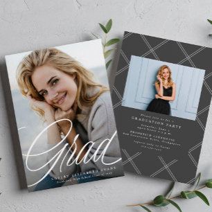 Graduate simple elegant two photo graduation invitation