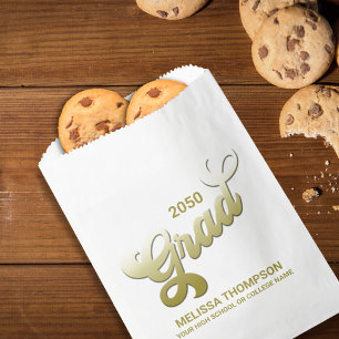 Graduate Simple Gold Typography Retro Script Favour Bags