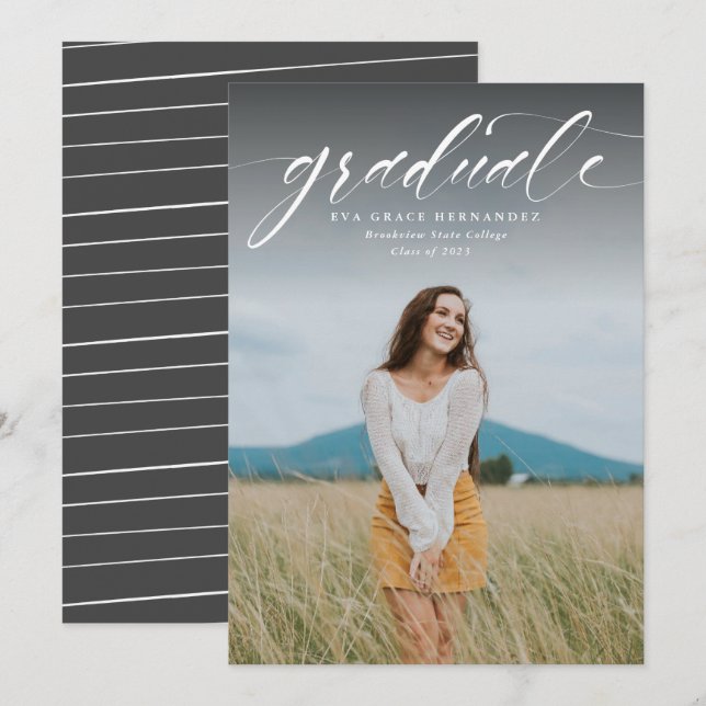 Graduate simple graduation photo announcement (Front/Back)