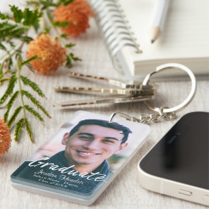 Graduate Simple Modern Photo Key Ring
