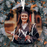 Graduate Simple Modern Script Classic Photo Metal Tree Decoration<br><div class="desc">This simple and classic design is composed of sans serif and playful cursive typography and add a custom photo.</div>