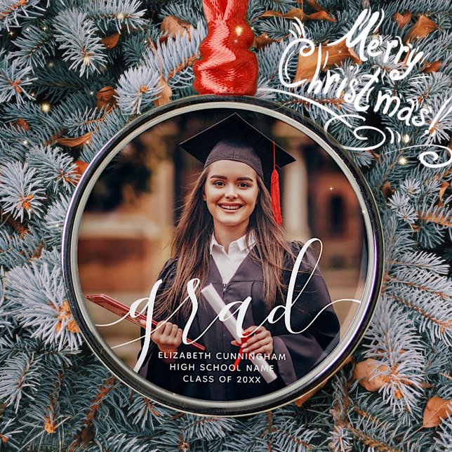 Graduate Simple Modern Script Classic Photo Metal Tree Decoration (Creator Uploaded)
