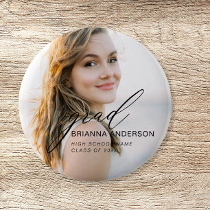 Graduate Simple Modern Script Minimalist Photo 6 Cm Round Badge